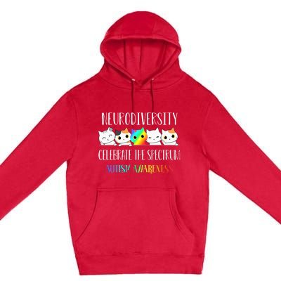 Autism Embrace Neurodiversity Celebrate The Spectrum Cat Premium Pullover Hoodie