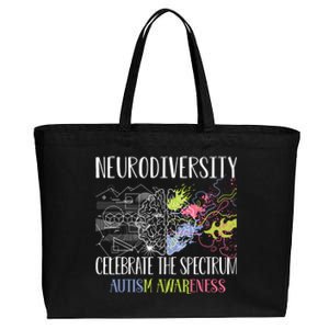 Autism Embrace Neurodiversity Celebrate The Spectrum Brain Cotton Canvas Jumbo Tote