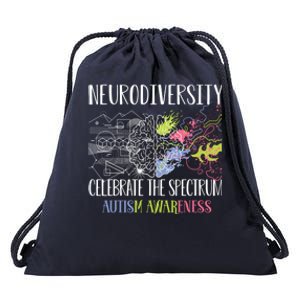 Autism Embrace Neurodiversity Celebrate The Spectrum Brain Drawstring Bag