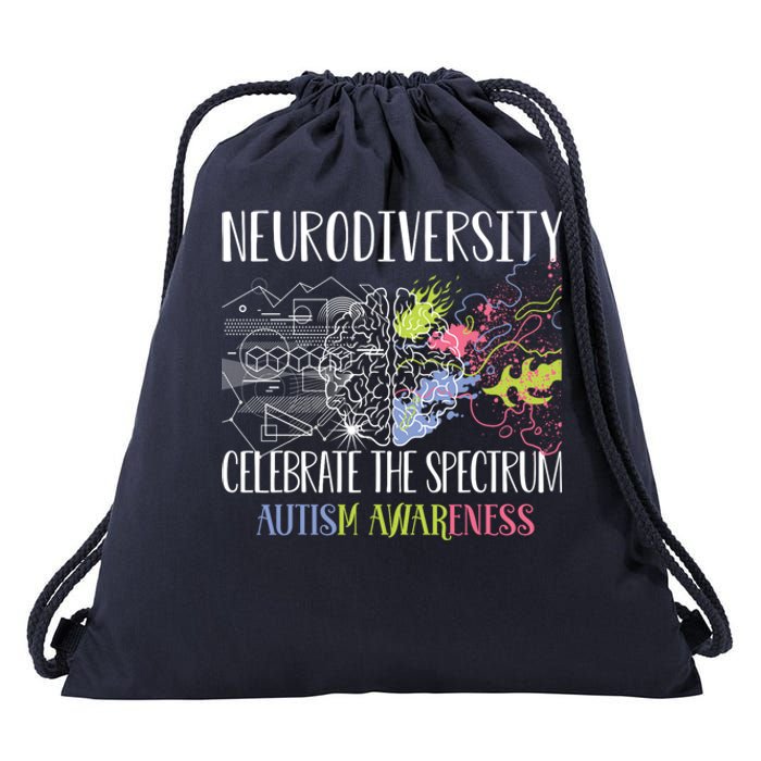 Autism Embrace Neurodiversity Celebrate The Spectrum Brain Drawstring Bag