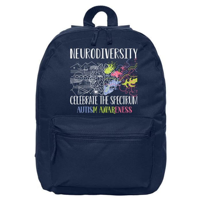 Autism Embrace Neurodiversity Celebrate The Spectrum Brain 16 in Basic Backpack