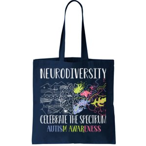 Autism Embrace Neurodiversity Celebrate The Spectrum Brain Tote Bag