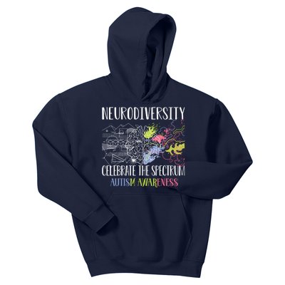 Autism Embrace Neurodiversity Celebrate The Spectrum Brain Kids Hoodie