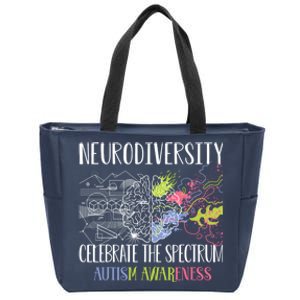 Autism Embrace Neurodiversity Celebrate The Spectrum Brain Zip Tote Bag