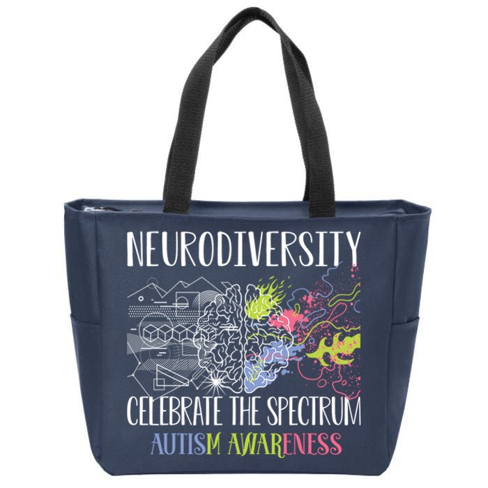 Autism Embrace Neurodiversity Celebrate The Spectrum Brain Zip Tote Bag