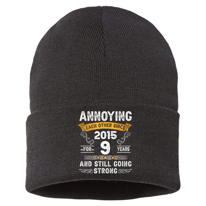 Annoying Each Other Since 2015 9 Years Wedding Anniversary Sustainable Knit Beanie