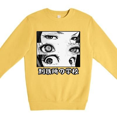 Anime Eyes Otaku Waifu Material Japanese Anime Nani Premium Crewneck Sweatshirt