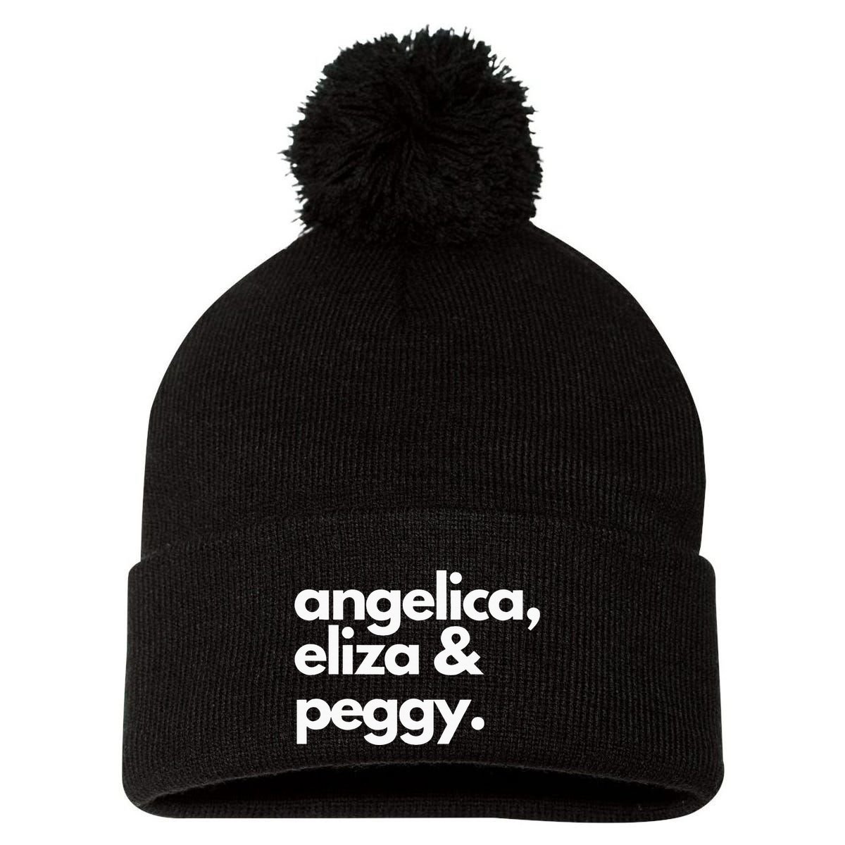 Angelica Eliza & Peggy Historic Hamilton Pom Pom 12in Knit Beanie