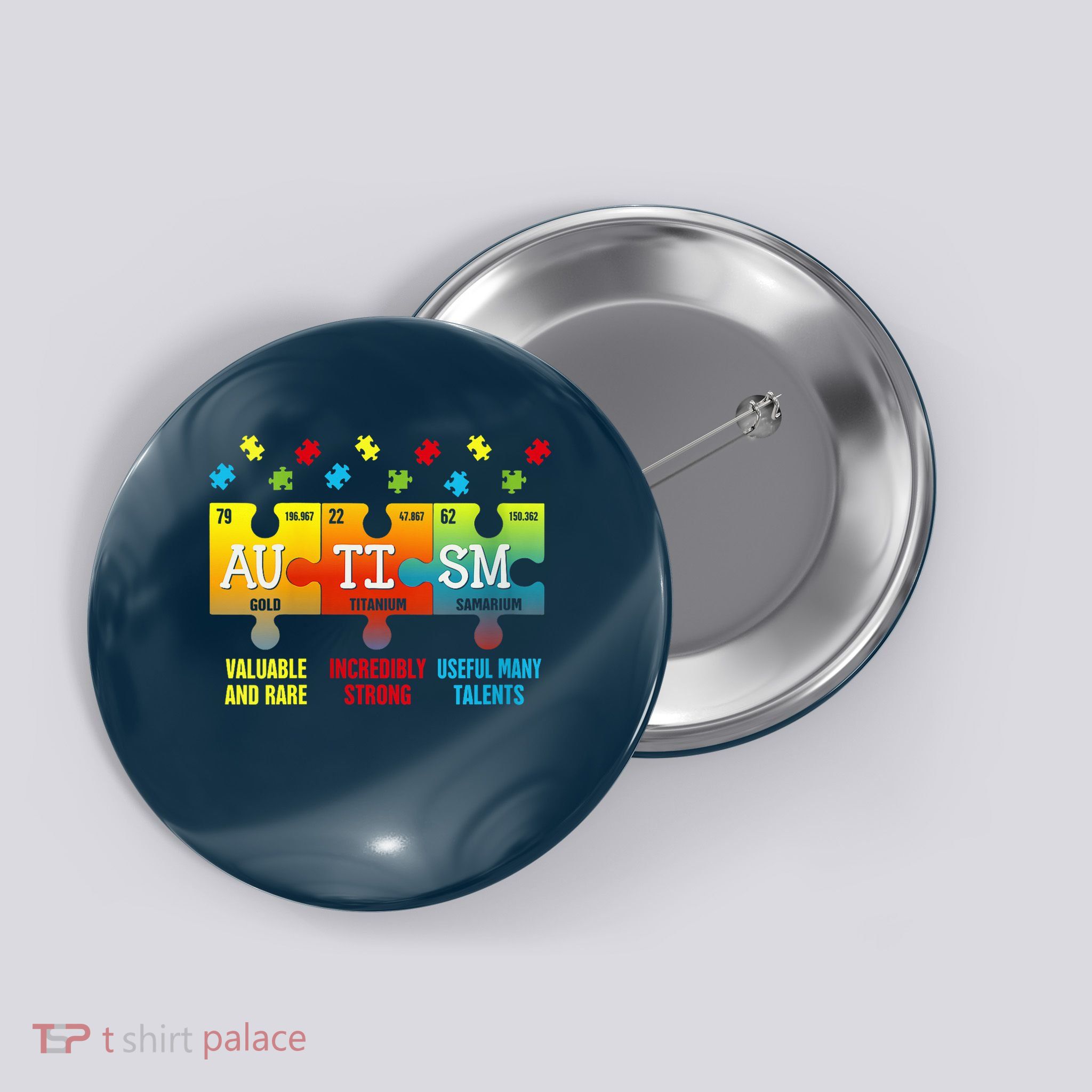 Autism Elets Periodic Table Awareness ASD Button