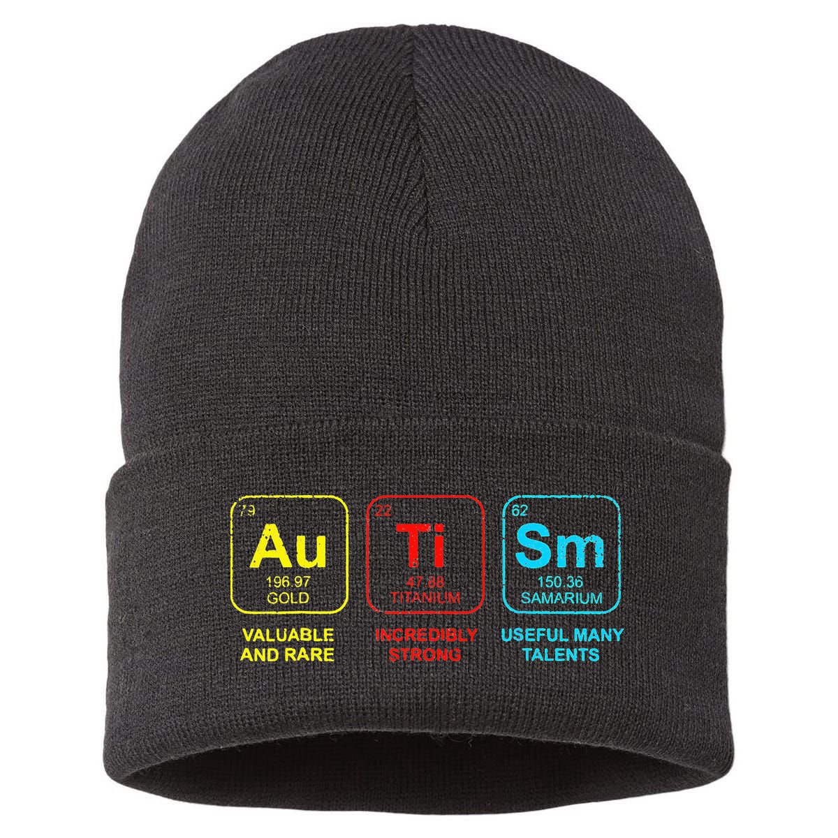 Autism Elements Periodic Table Awareness ASD Sustainable Knit Beanie