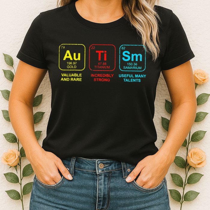 Autism Elements Periodic Table Awareness ASD Womens T-Shirt