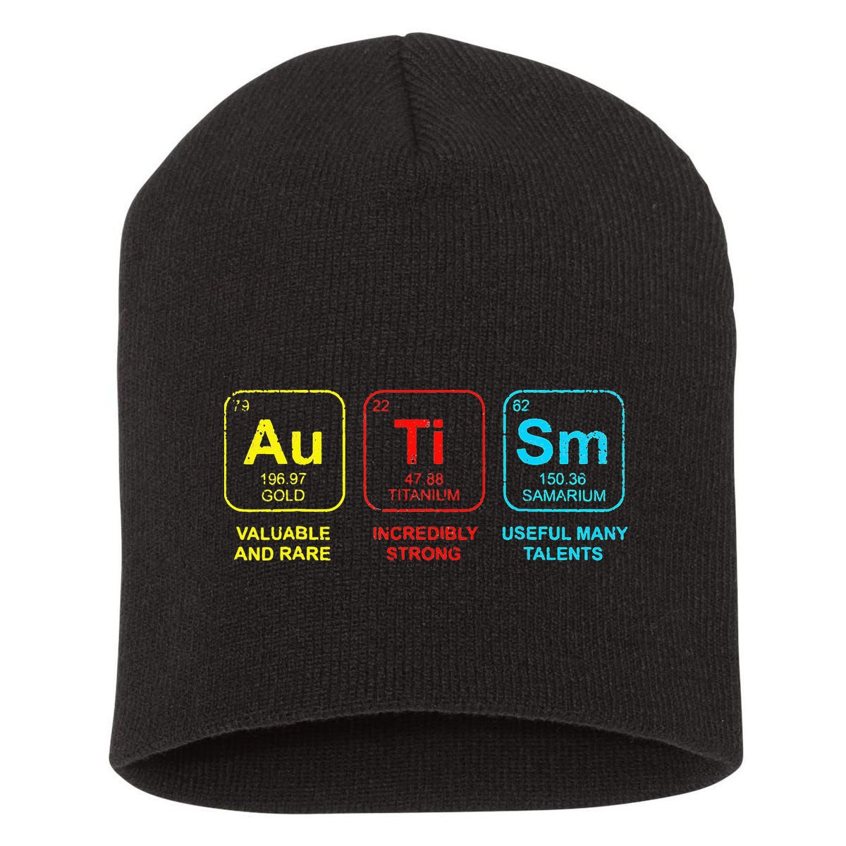 Autism Elements Periodic Table Awareness ASD Short Acrylic Beanie