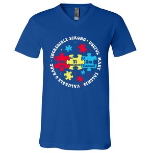 Autism Elets Periodic Table Awareness Asd Gift V-Neck T-Shirt