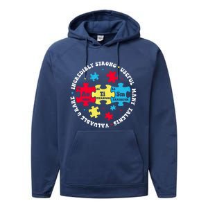 Autism Elets Periodic Table Awareness Asd Gift Performance Fleece Hoodie