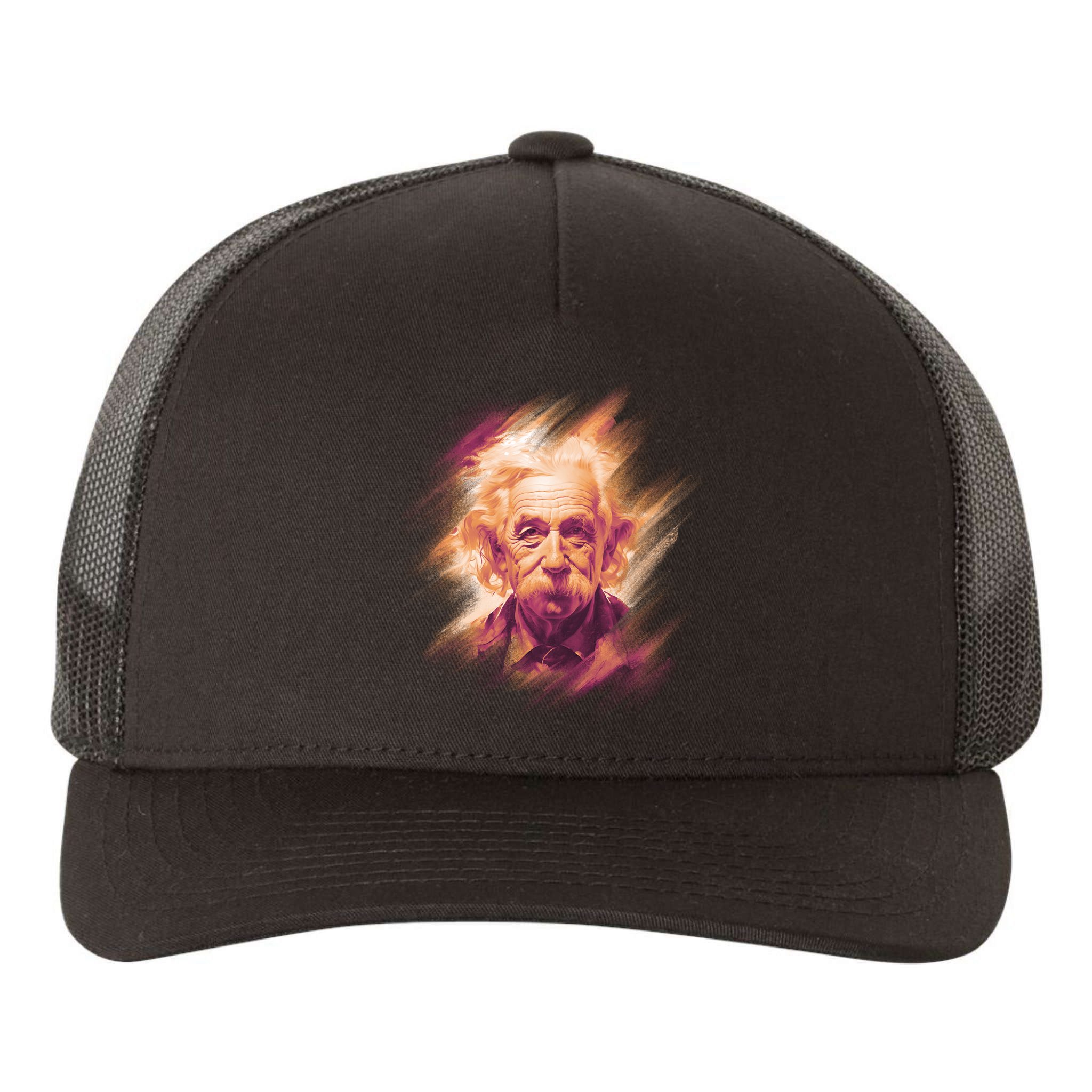 Albert Einstein Portrait Yupoong Adult 5-Panel Trucker Hat