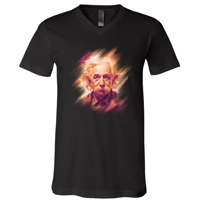 Albert Einstein Portrait V-Neck T-Shirt