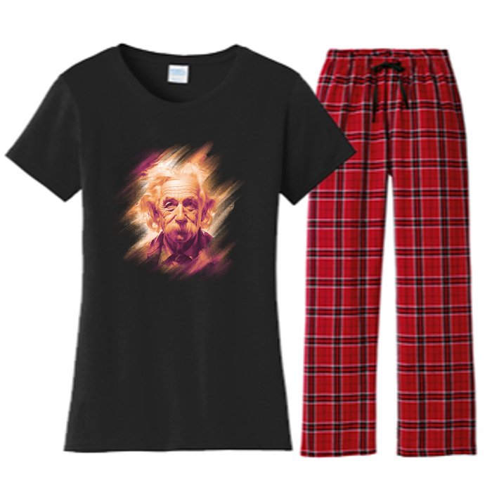 Albert Einstein Portrait Women's Flannel Pajama Set