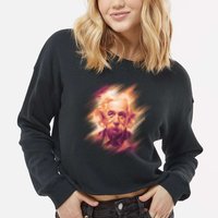 Albert Einstein Portrait Cropped Pullover Crew