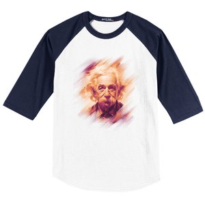 Albert Einstein Portrait Baseball Sleeve Shirt