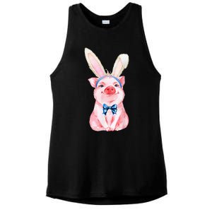 Adorable Easter Pig With Easter Bunny rabbit egg Ladies PosiCharge Tri-Blend Wicking Tank