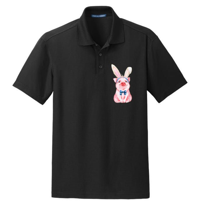 Adorable Easter Pig With Easter Bunny rabbit egg Dry Zone Grid Polo