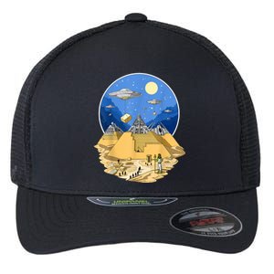 Ancient Egyptian Pyramids Aliens Space UFO Science Fiction Flexfit Unipanel Trucker Cap