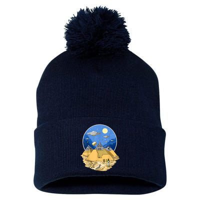 Ancient Egyptian Pyramids Aliens Space UFO Science Fiction Pom Pom 12in Knit Beanie