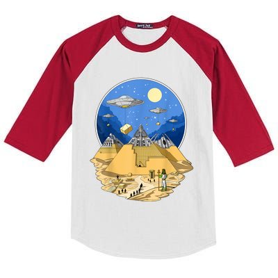 Ancient Egyptian Pyramids Aliens Space UFO Science Fiction Kids Colorblock Raglan Jersey