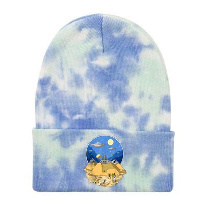 Ancient Egyptian Pyramids Aliens Space UFO Science Fiction Tie Dye 12in Knit Beanie