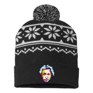 Albert Einstein Pop Art USA-Made Snowflake Beanie