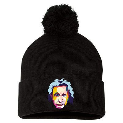 Albert Einstein Pop Art Pom Pom 12in Knit Beanie