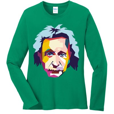 Albert Einstein Pop Art Ladies Long Sleeve Shirt
