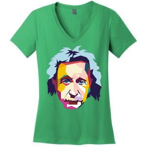 Albert Einstein Pop Art Women's V-Neck T-Shirt