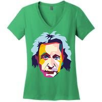 Albert Einstein Pop Art Women's V-Neck T-Shirt