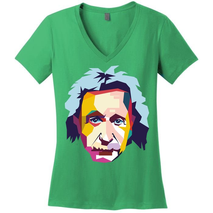 Albert Einstein Pop Art Women's V-Neck T-Shirt