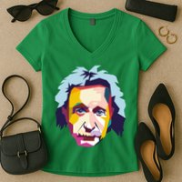 Albert Einstein Pop Art Women's V-Neck T-Shirt