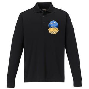 Ancient Egyptian Pyramids Aliens Space UFO Science Fiction Performance Long Sleeve Polo