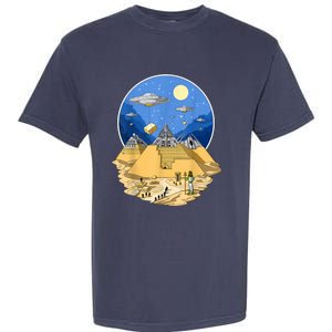 Ancient Egyptian Pyramids Aliens Space UFO Science Fiction Garment-Dyed Heavyweight T-Shirt