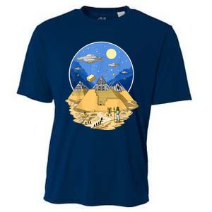 Ancient Egyptian Pyramids Aliens Space UFO Science Fiction Cooling Performance Crew T-Shirt