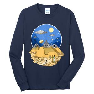 Ancient Egyptian Pyramids Aliens Space UFO Science Fiction Tall Long Sleeve T-Shirt