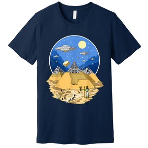 Ancient Egyptian Pyramids Aliens Space UFO Science Fiction Premium T-Shirt