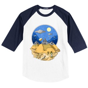 Ancient Egyptian Pyramids Aliens Space UFO Science Fiction Baseball Sleeve Shirt