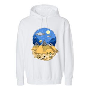 Ancient Egyptian Pyramids Aliens Space UFO Science Fiction Garment-Dyed Fleece Hoodie