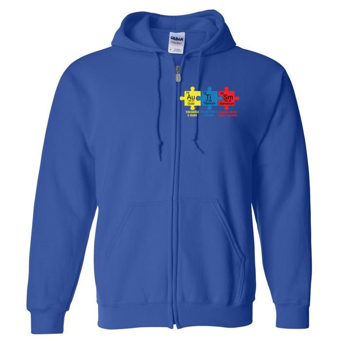 Autism Elets Periodic Table Awareness Asd Gift Full Zip Hoodie