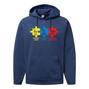 Autism Elets Periodic Table Awareness Asd Gift Performance Fleece Hoodie