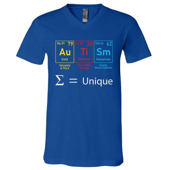 Autism Elets Periodic Table Awareness Asd Gift V-Neck T-Shirt