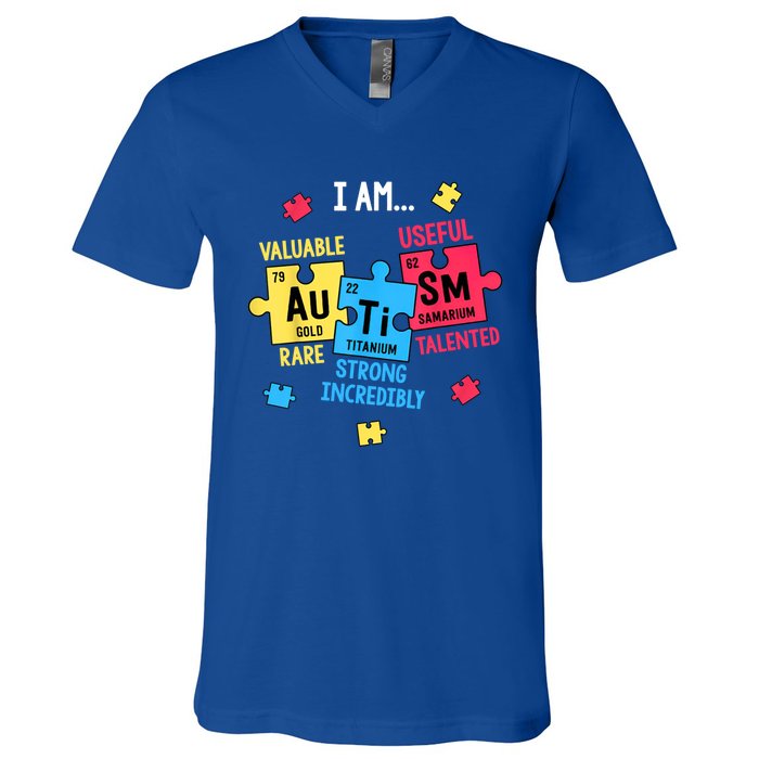 Autism Elets Periodic Table Awareness Asd Great Gift V-Neck T-Shirt