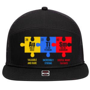 Autism Elets Periodic Table For Chemistry Teacher Gift 7 Panel Mesh Trucker Snapback Hat