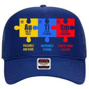 Autism Elets Periodic Table For Chemistry Teacher Gift High Crown Mesh Back Trucker Hat