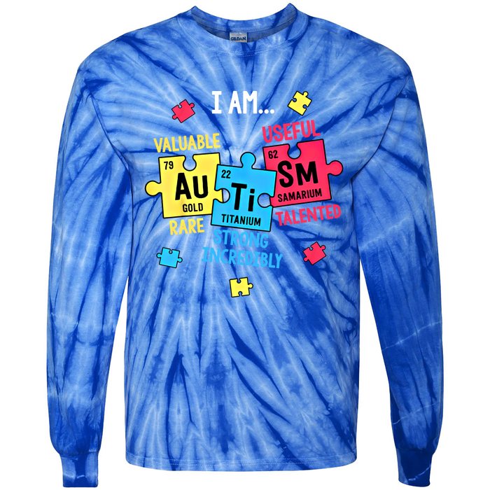 Autism Elets Periodic Table Awareness Asd Funny Gift Tie-Dye Long Sleeve Shirt